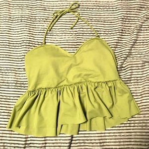 KJ tea green sweetheart peplum swim top